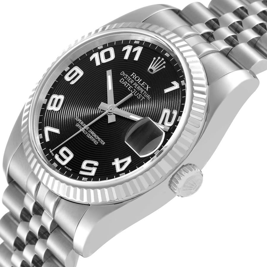 Rolex Datejust Steel White Gold Black Concentric Dial Watch 116234 1