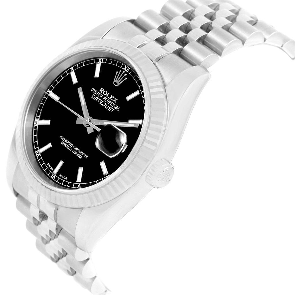 Rolex Datejust Steel White Gold Black Dial Jubilee Bracelet Watch 116234 6