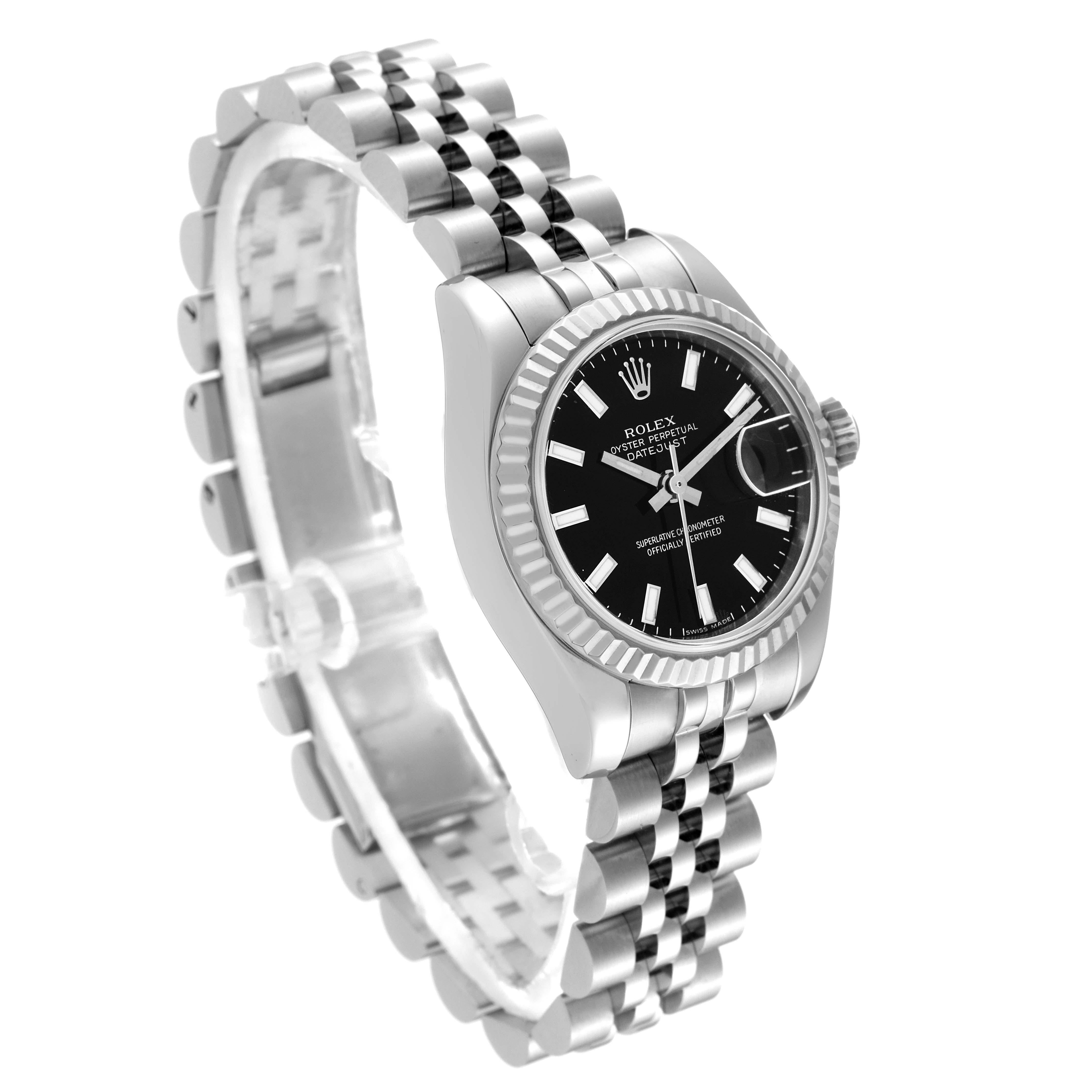 Rolex Datejust Steel White Gold Black Dial Ladies Watch 179174 Box Card For Sale 7