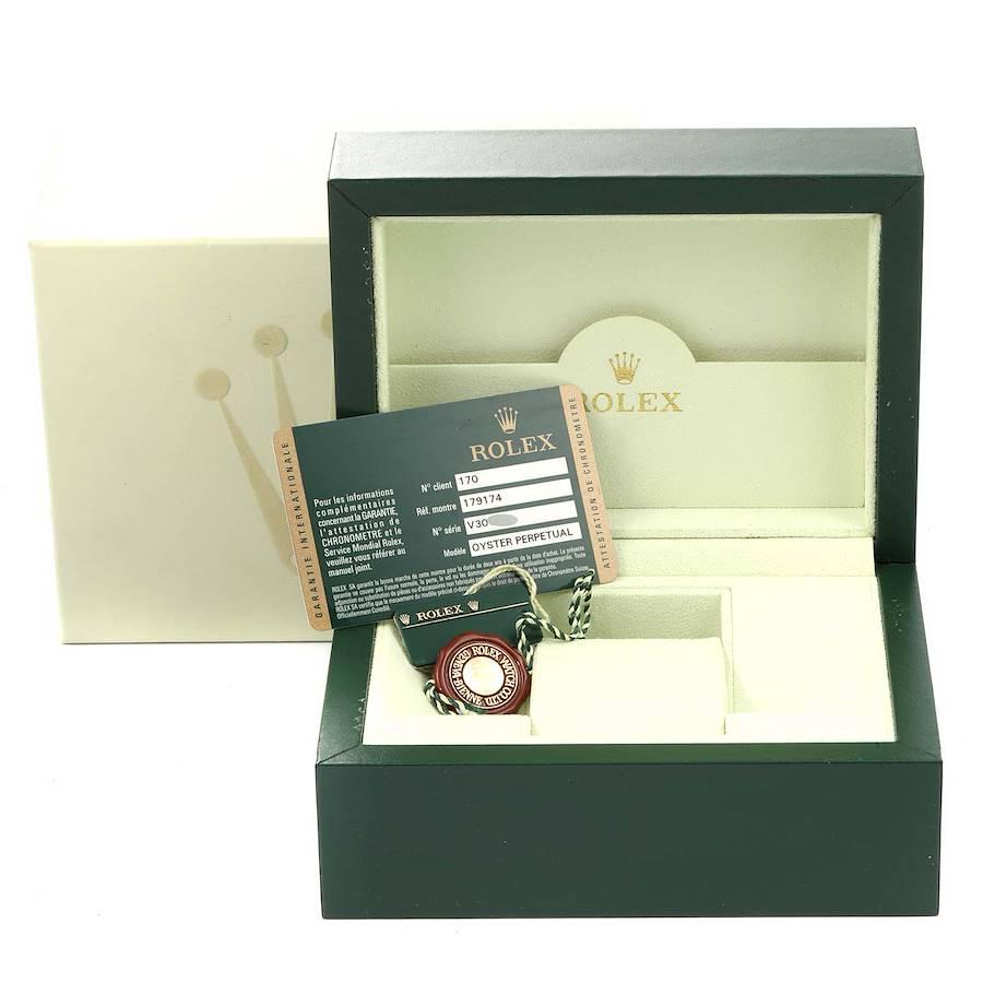 Rolex Datejust Steel White Gold Black Dial Ladies Watch 179174 Box Card 8