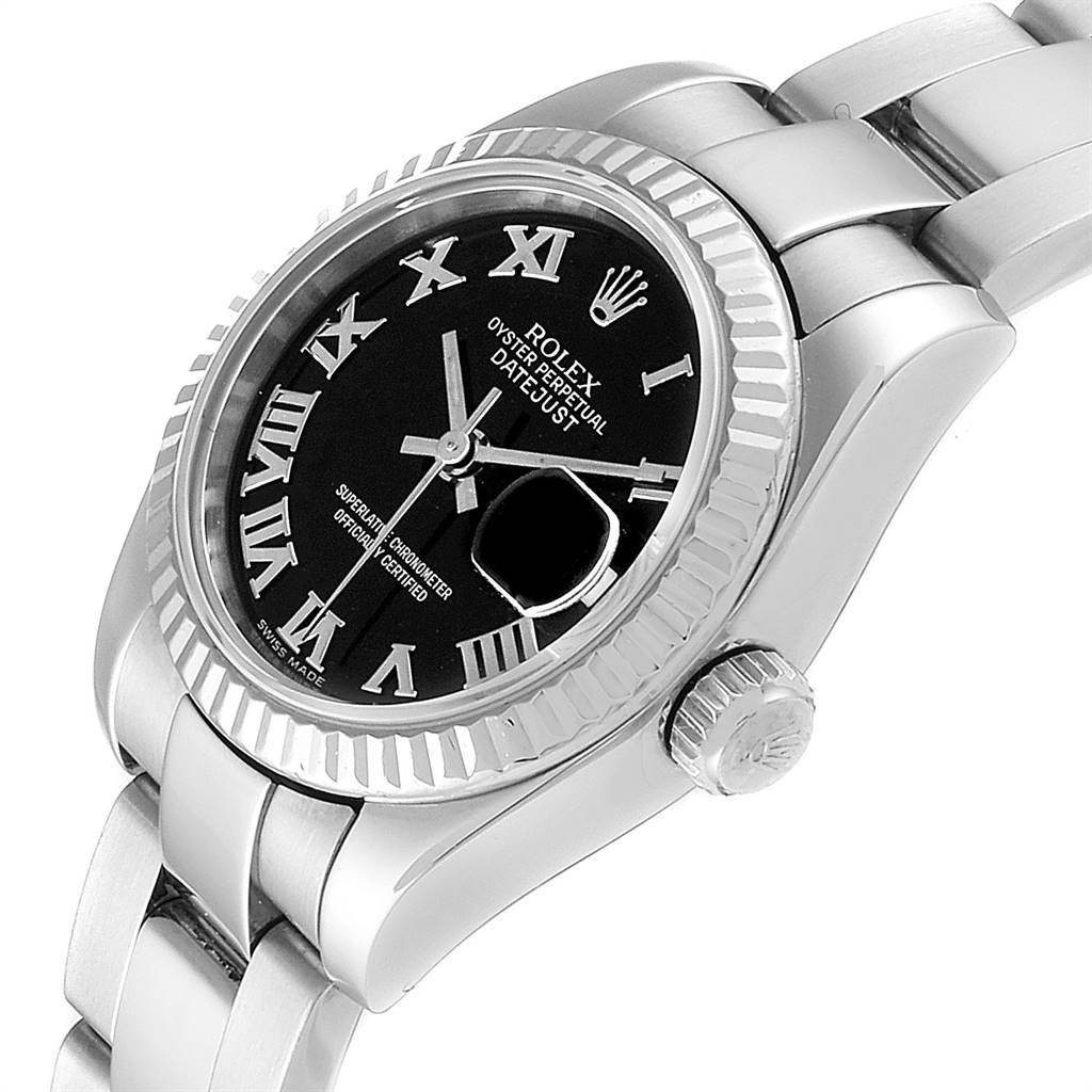 Rolex Datejust Steel White Gold Black Dial Ladies Watch 179174 Box Papers 1