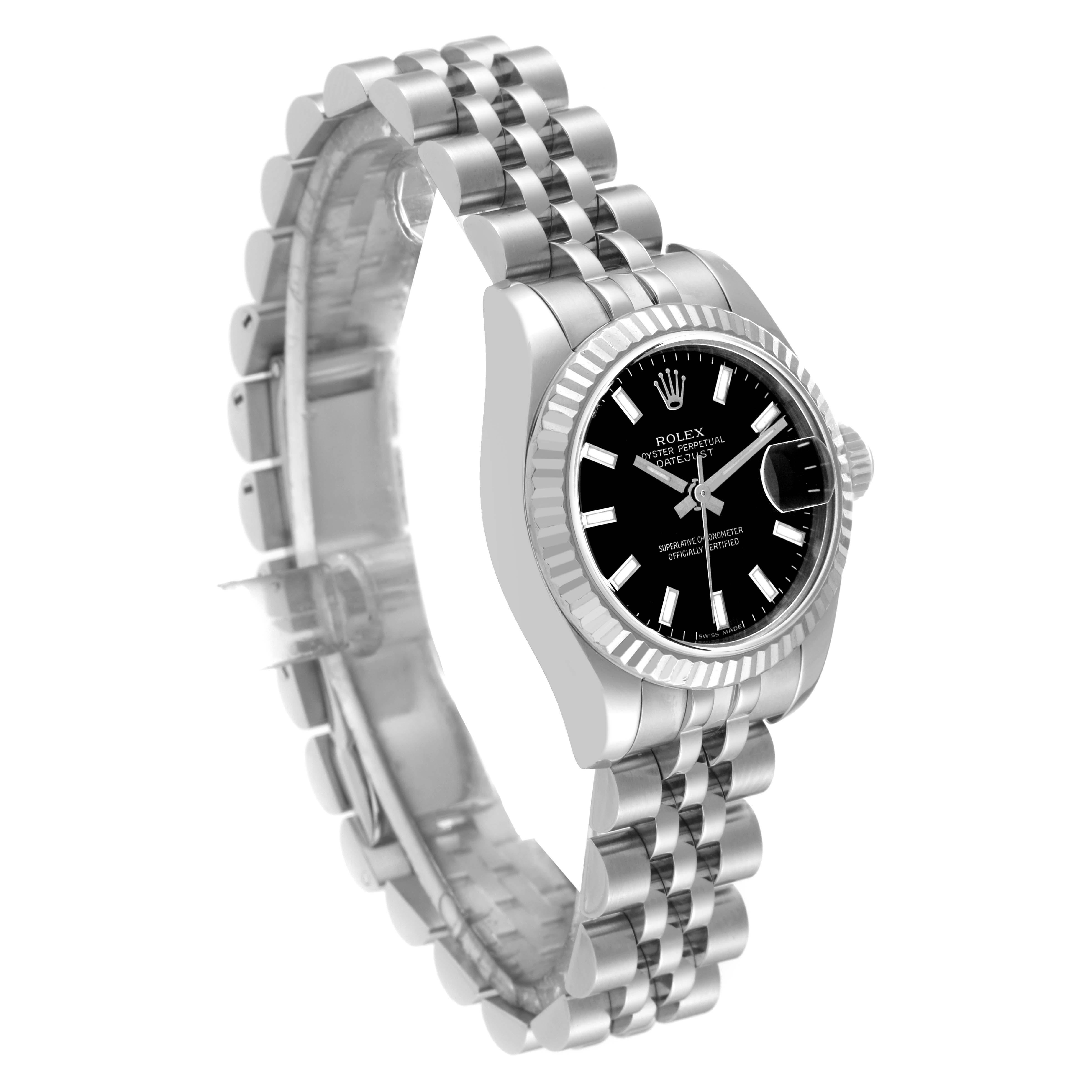 Rolex Datejust Steel White Gold Black Dial Ladies Watch 179174 Box Papers For Sale 1