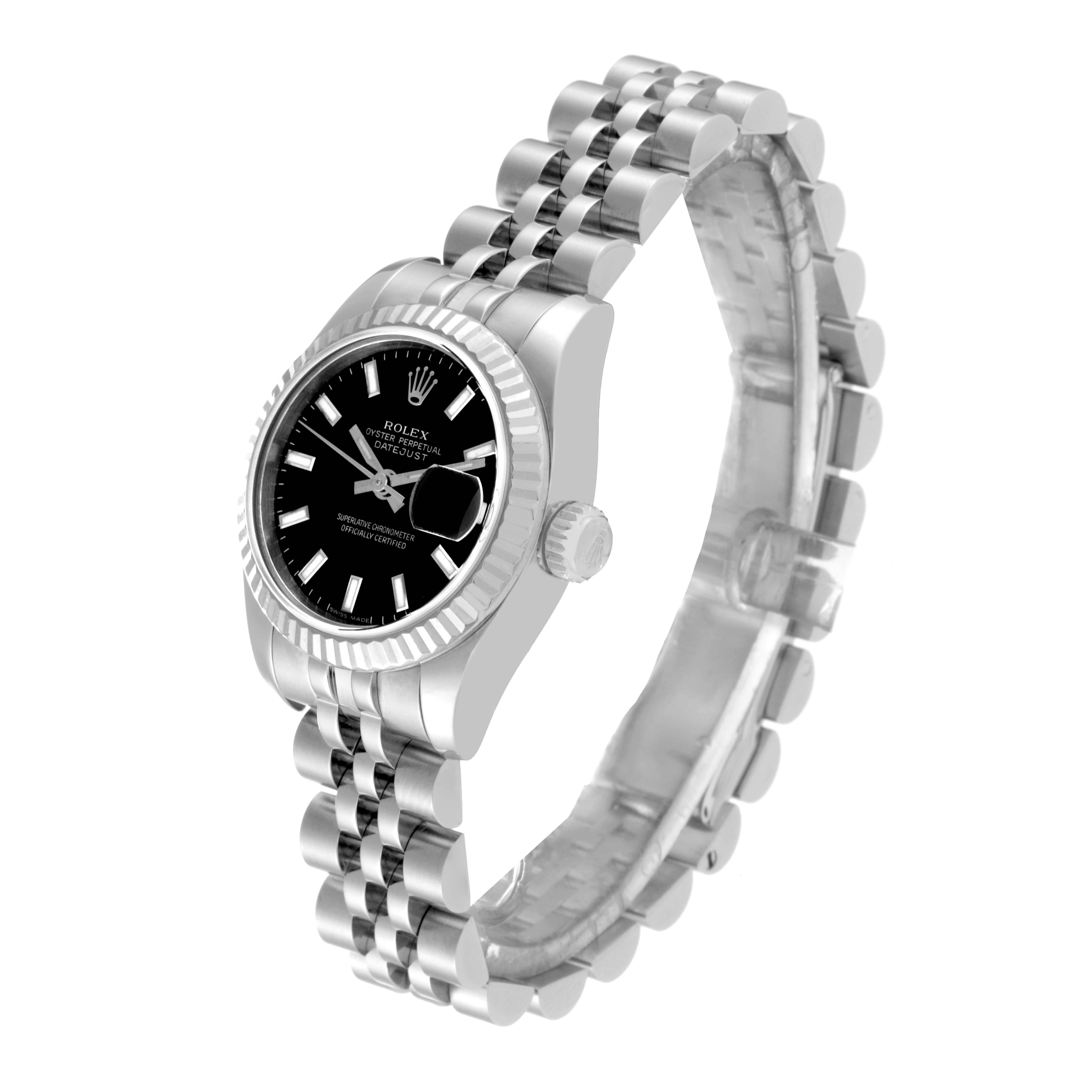 Rolex Datejust Steel White Gold Black Dial Ladies Watch 179174 Box Papers For Sale 4
