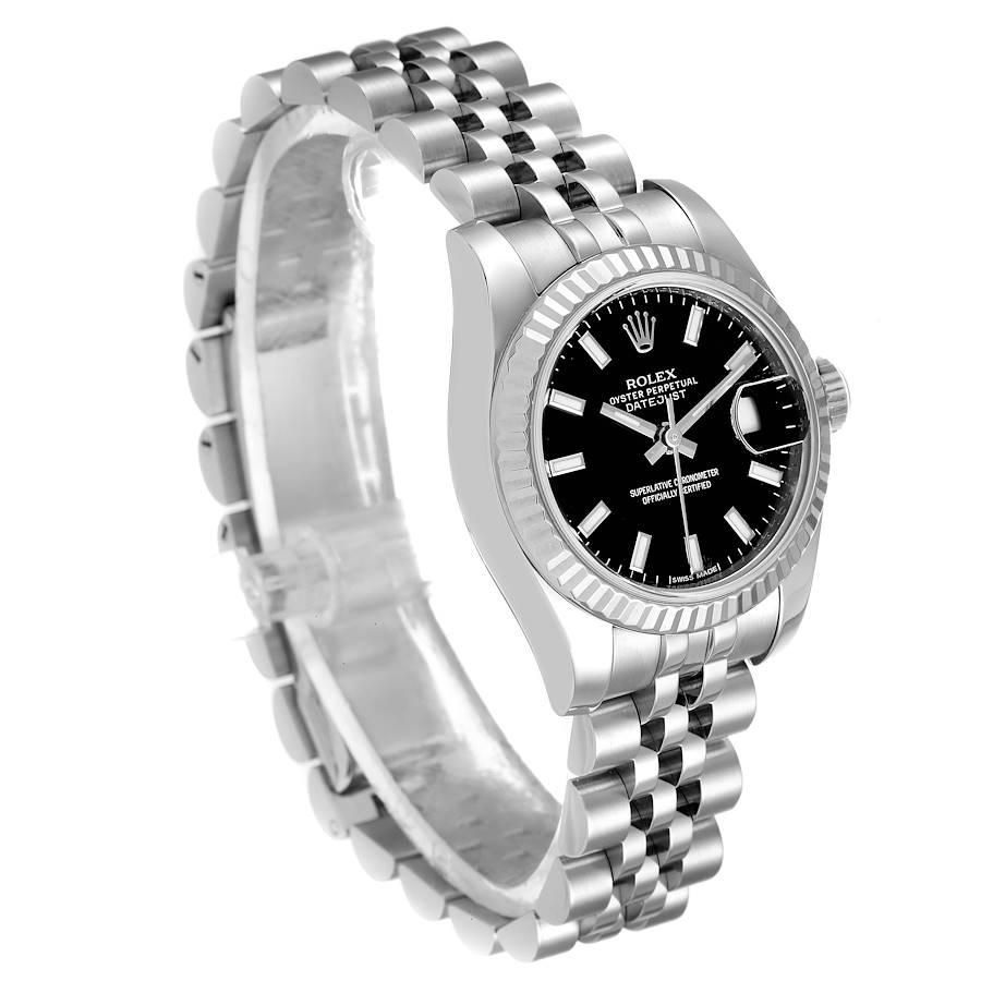 Rolex Datejust Steel White Gold Black Dial Ladies Watch 179174 In Excellent Condition In Atlanta, GA