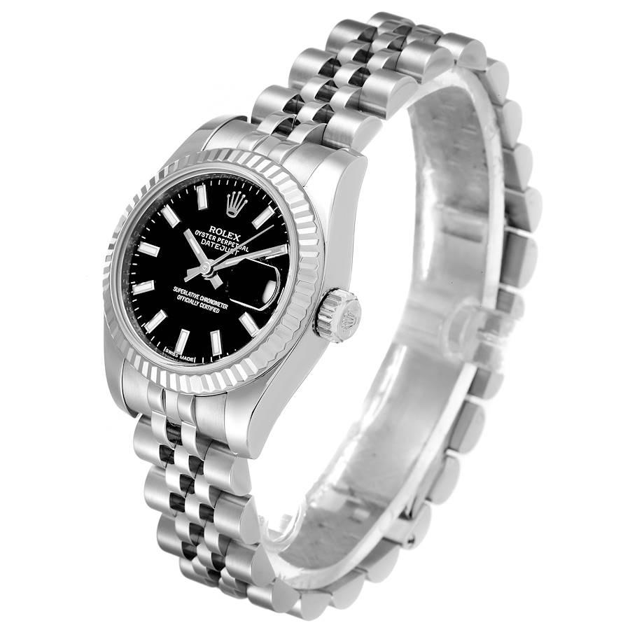 Women's Rolex Datejust Steel White Gold Black Dial Ladies Watch 179174