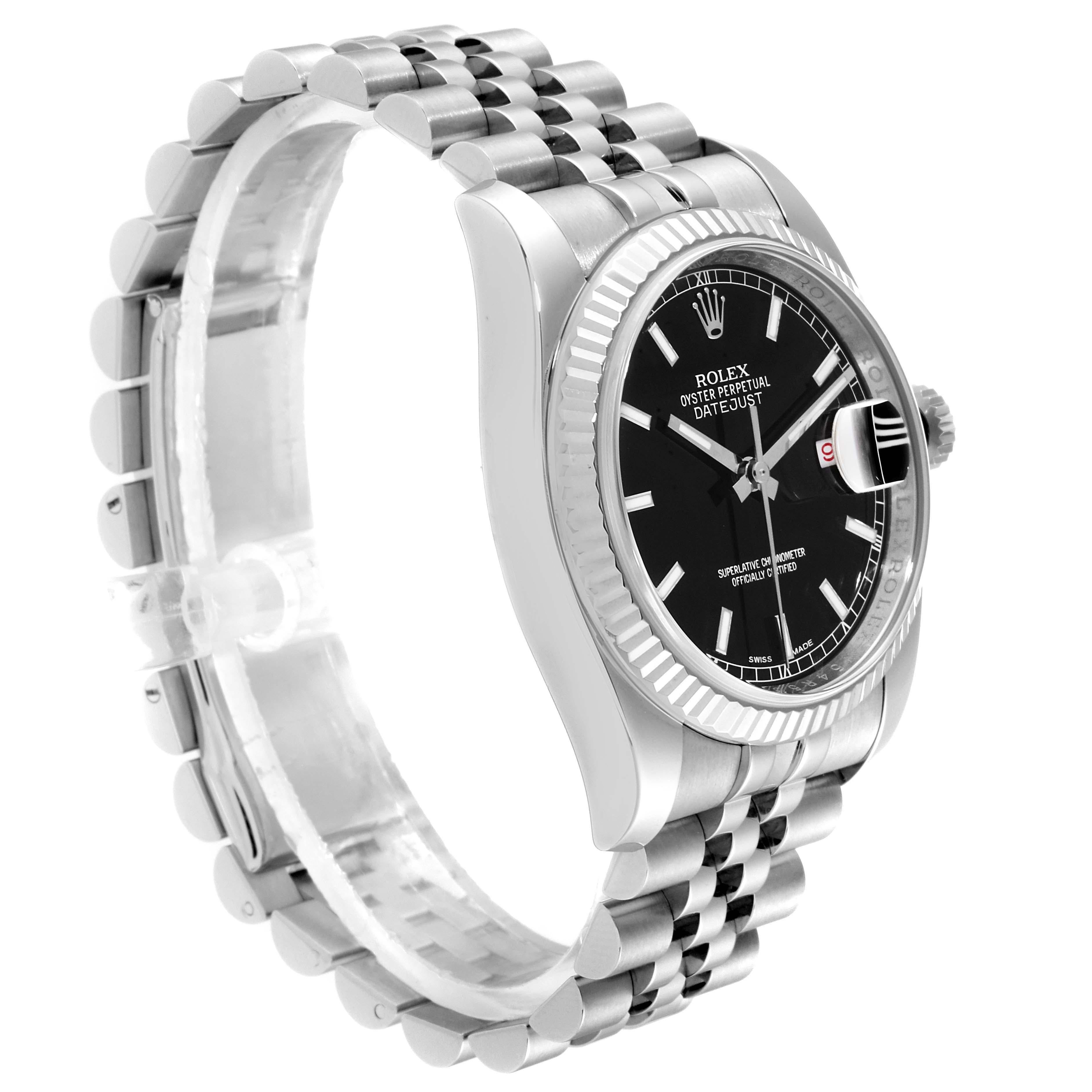 Rolex Datejust Steel White Gold Black Dial Men's Watch 116234 Box Card 1