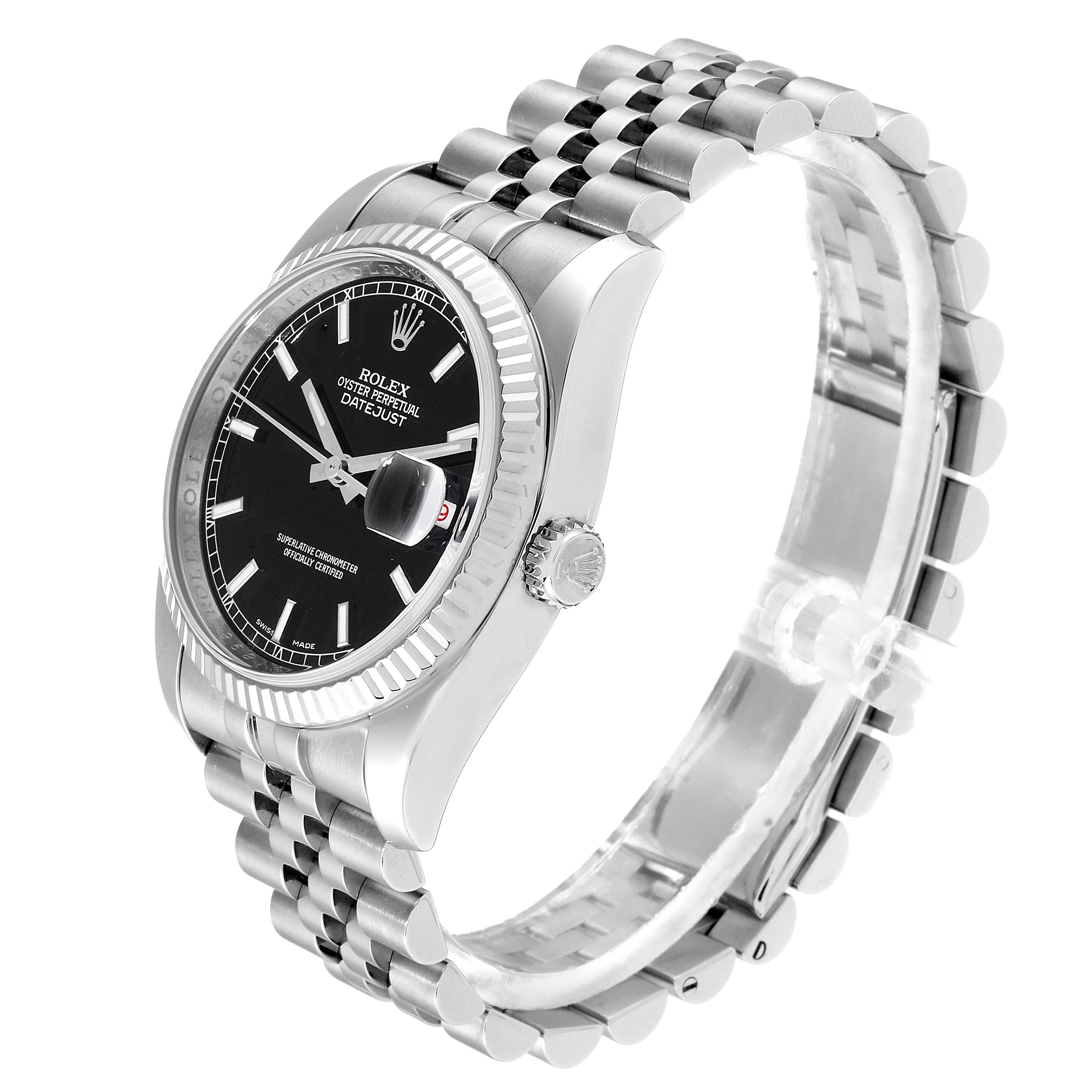 Rolex Datejust Steel White Gold Black Dial Men's Watch 116234 Box Card 1