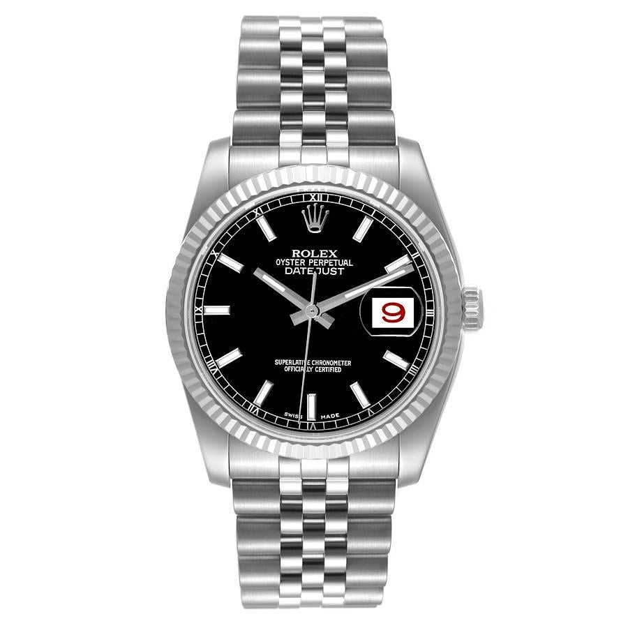 Rolex Datejust Steel White Gold Black Dial Mens Watch 116234 For Sale