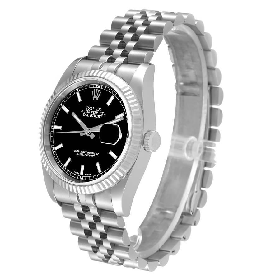 Rolex Datejust Steel White Gold Black Dial Mens Watch 116234 For Sale
