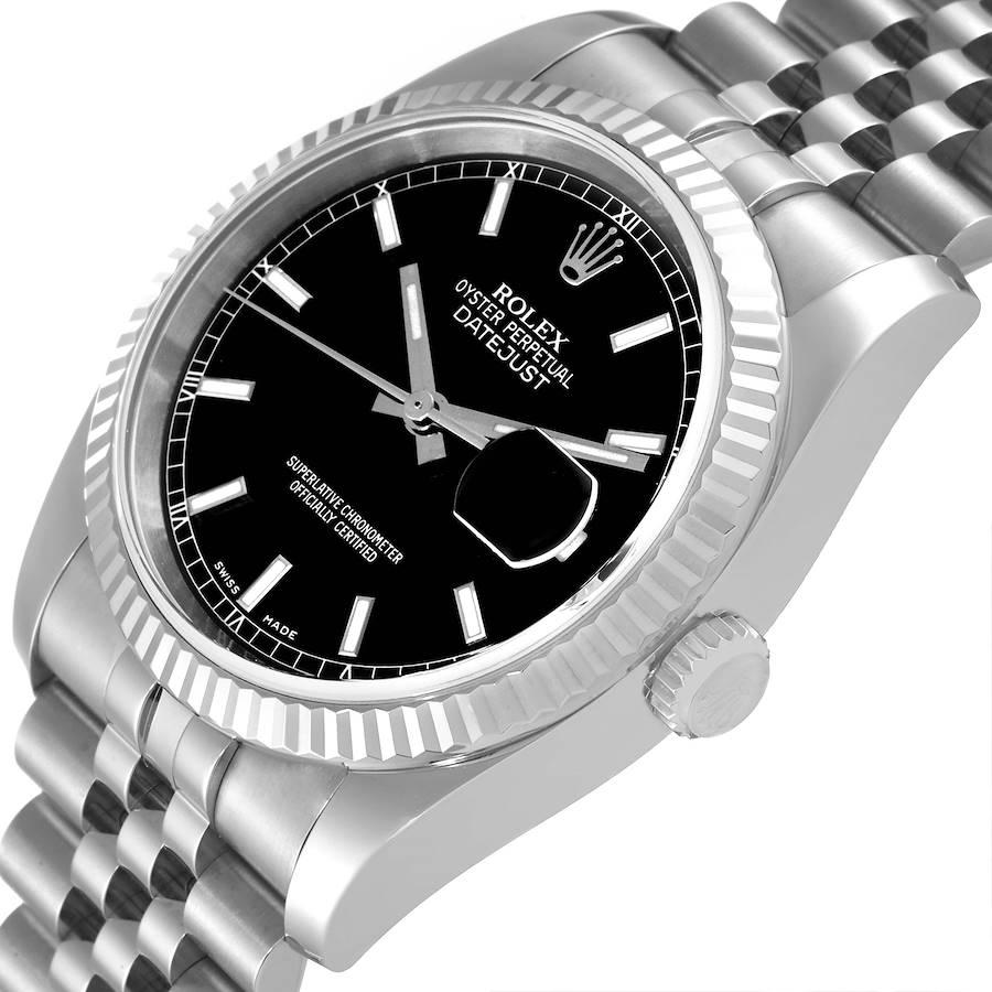 Rolex Datejust Steel White Gold Black Dial Mens Watch 116234 For Sale