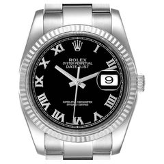 Rolex Datejust Steel White Gold Black Dial Mens Watch 116234