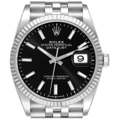 Rolex Datejust Steel White Gold Black Dial Mens Watch 126234 Unworn