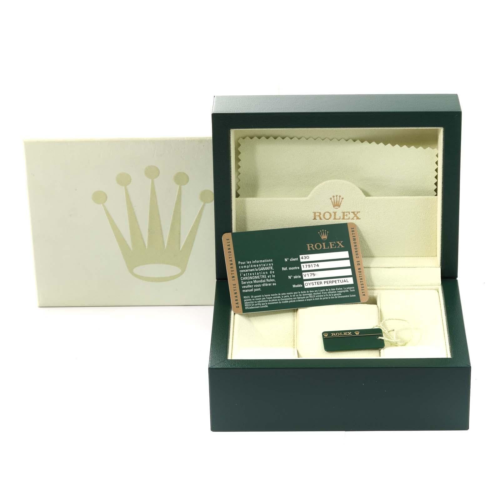 Rolex Datejust Damenuhr 179174 Box Card, Stahl Weißgold Schwarzes Diamant-Zifferblatt 7