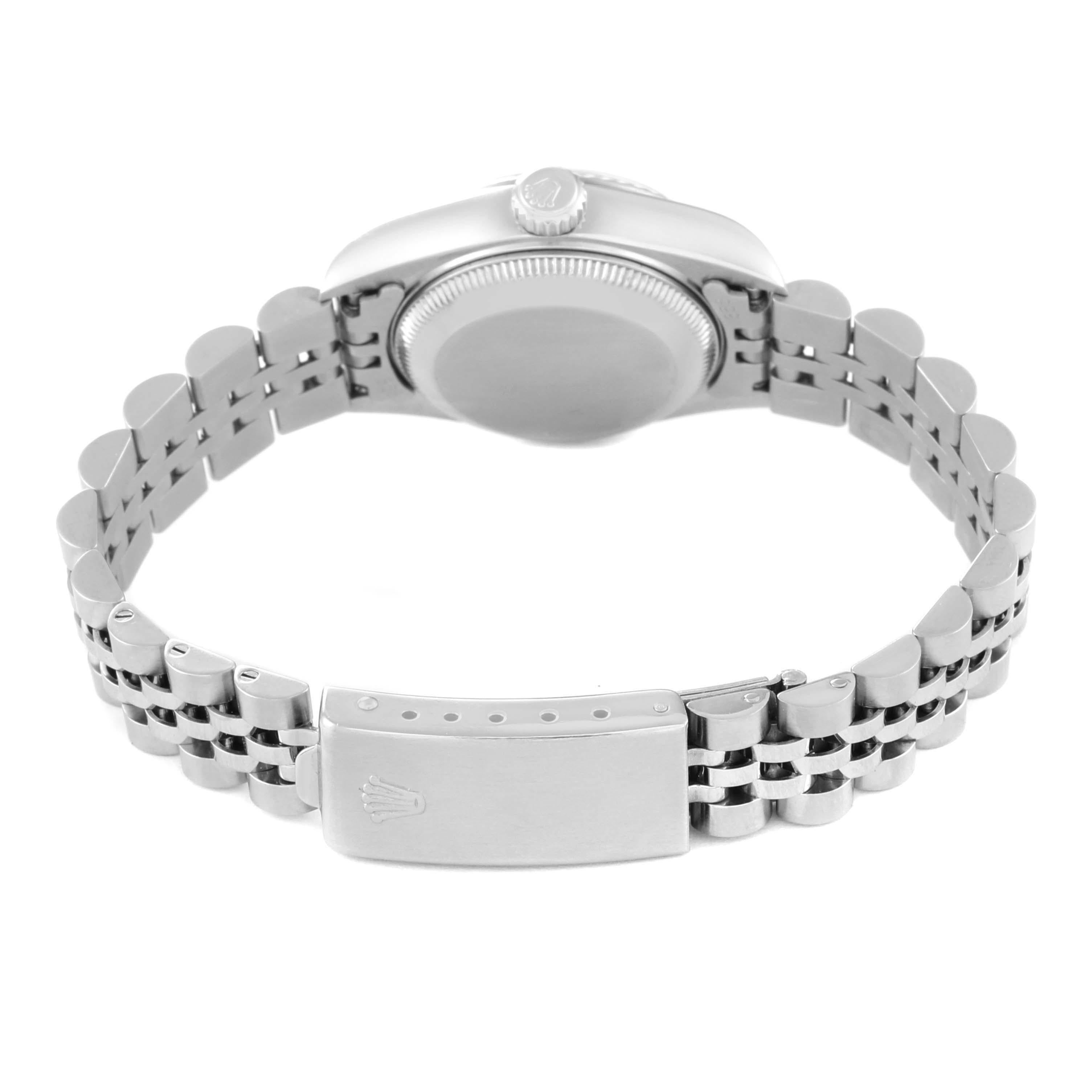 Rolex Datejust Steel White Gold Black Diamond Dial Ladies Watch 69174 6