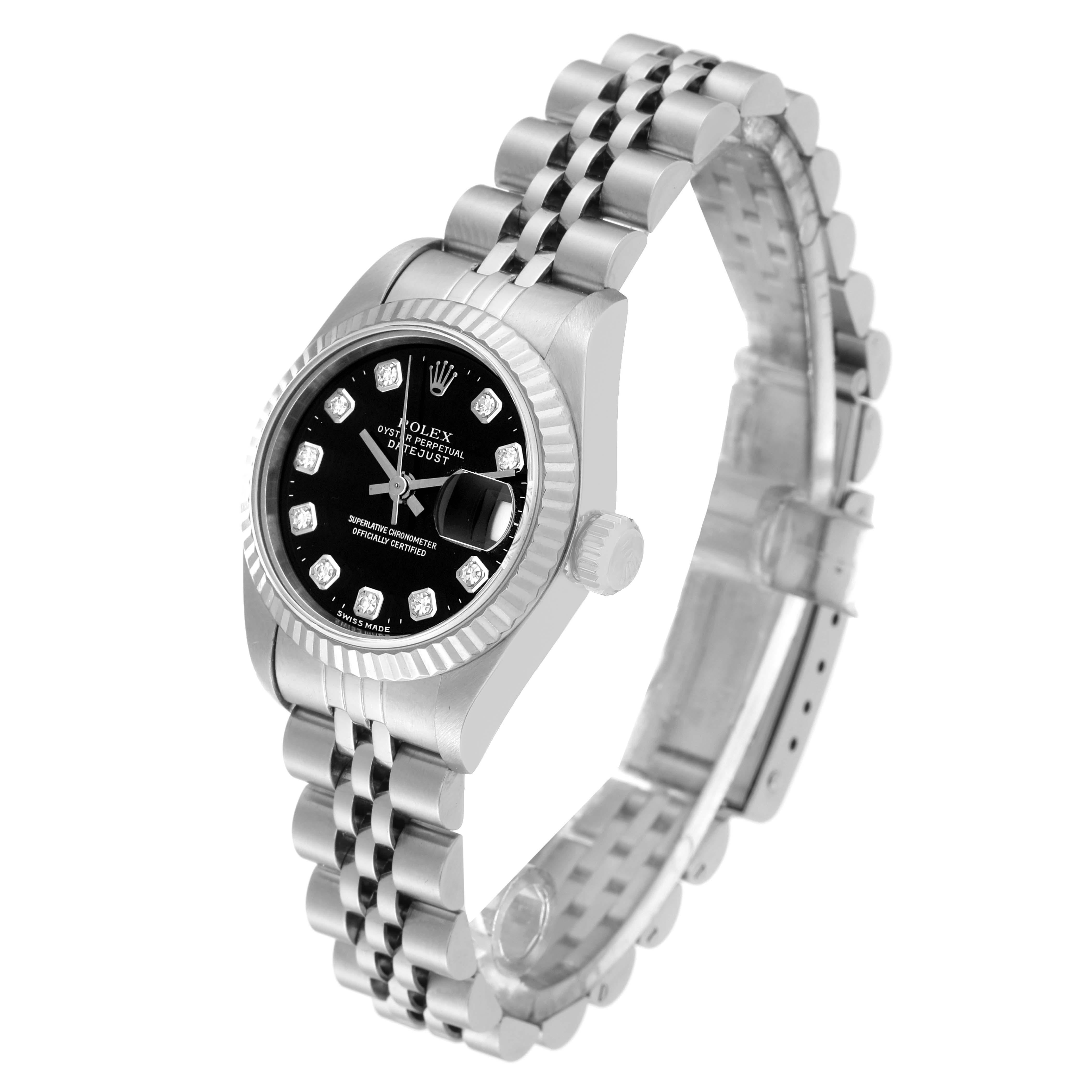 Rolex Datejust Steel White Gold Black Diamond Dial Ladies Watch 69174 7