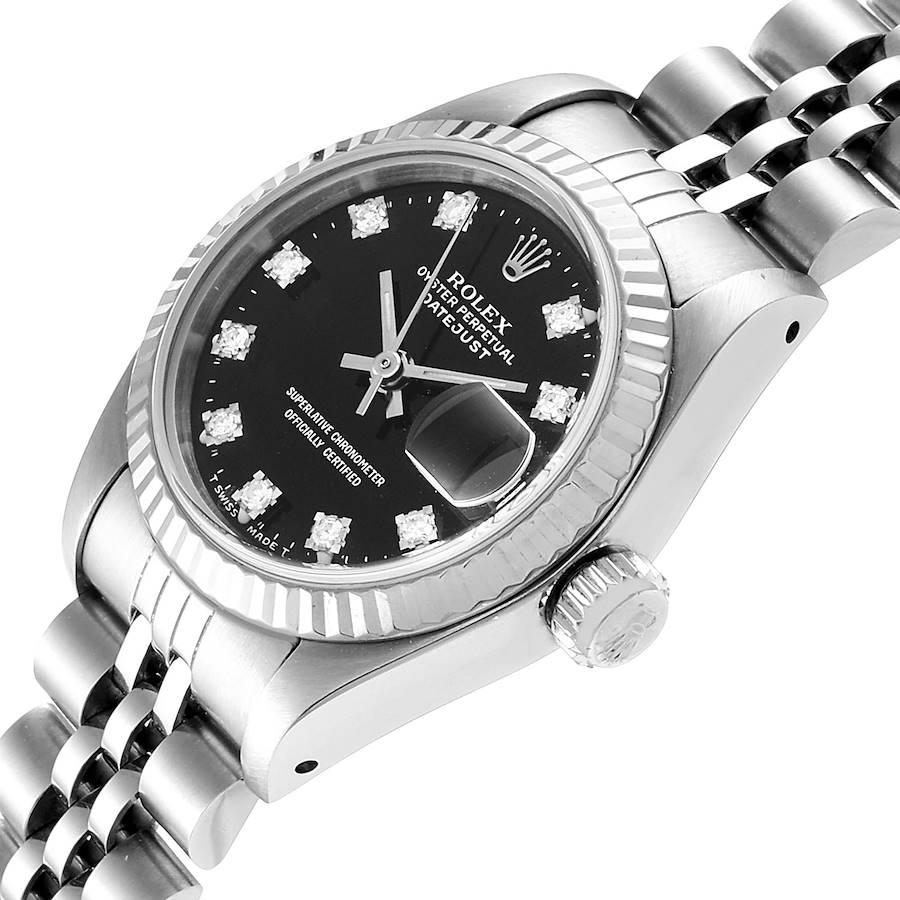 Rolex Datejust Steel White Gold Black Diamond Dial Ladies Watch 69174 For Sale 1