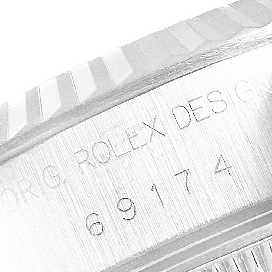 Rolex Datejust Damenuhr aus Stahl und Weißgold mit schwarzem Diamant-Zifferblatt 69174 im Angebot 4