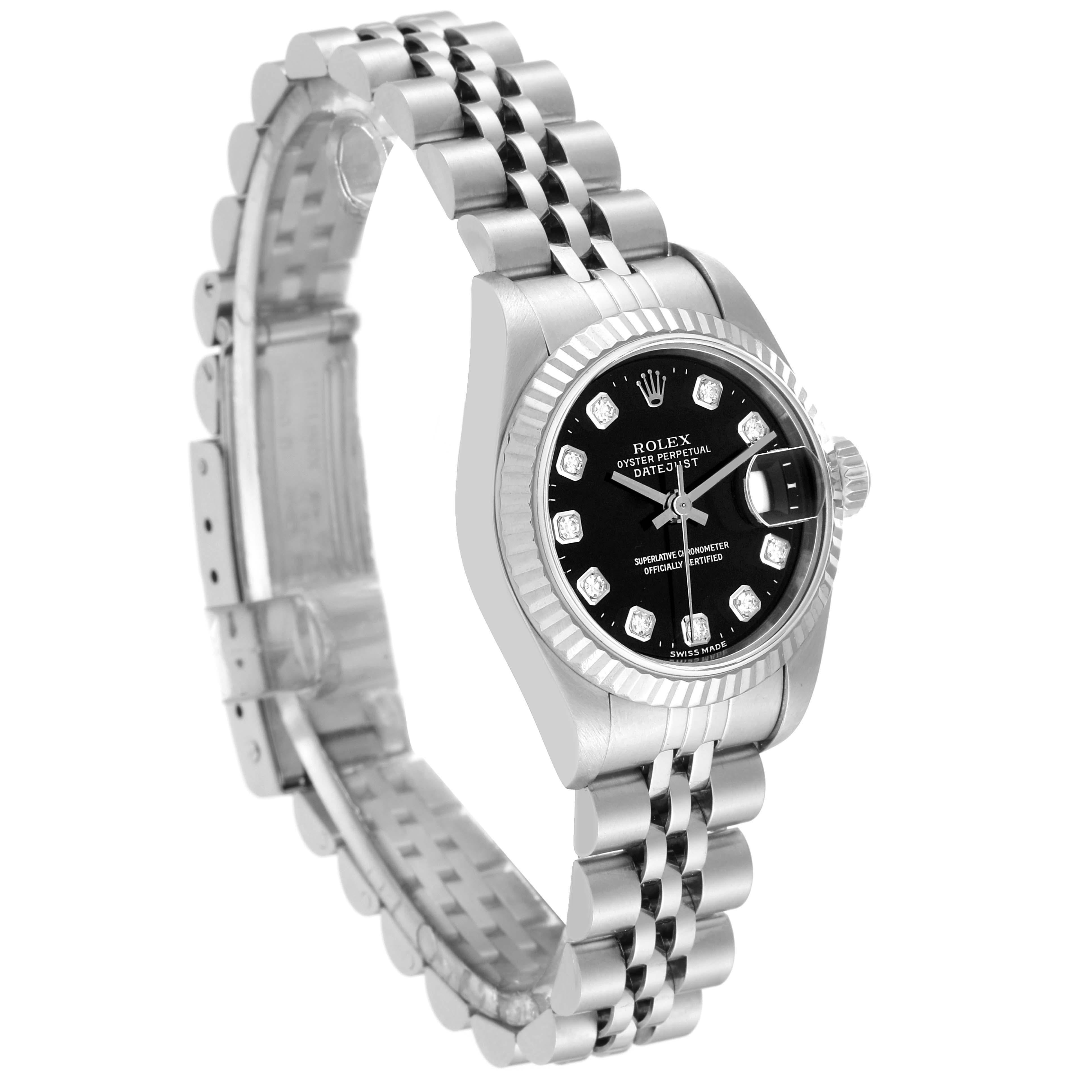 Rolex Datejust Steel White Gold Black Diamond Dial Ladies Watch 69174 4