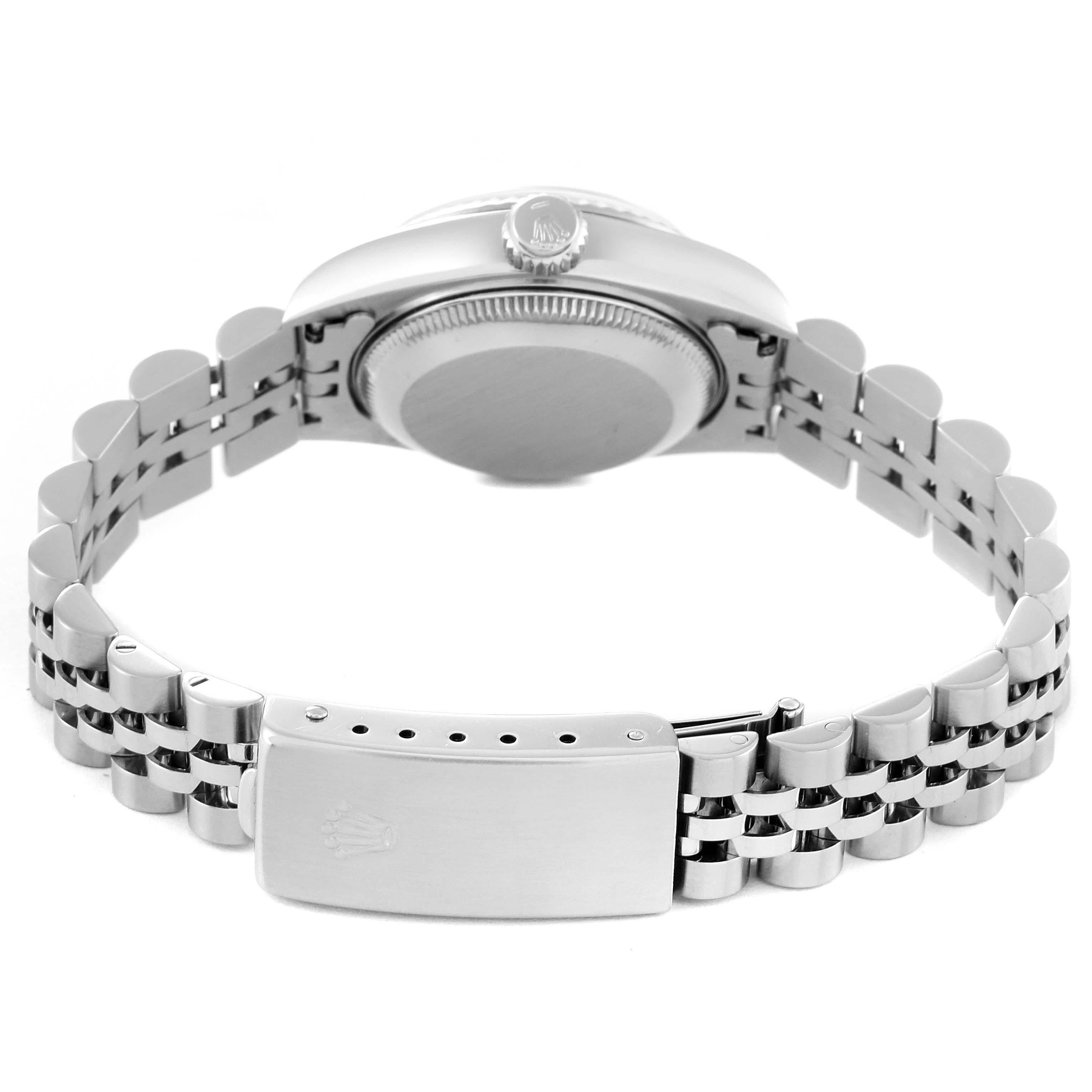 Rolex Datejust Steel White Gold Black Diamond Dial Ladies Watch 69174 5