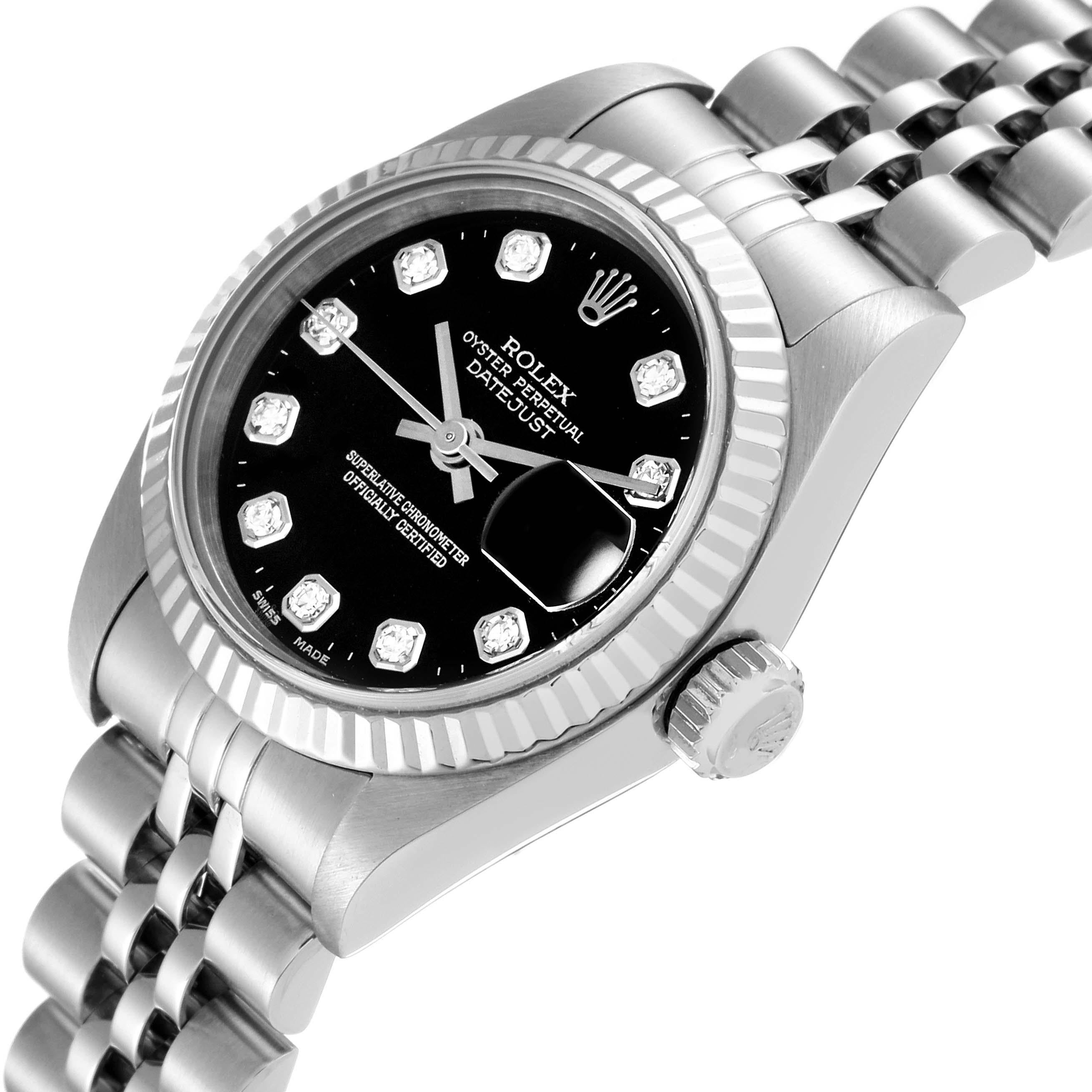 Rolex Datejust Steel White Gold Black Diamond Dial Ladies Watch 79174 1