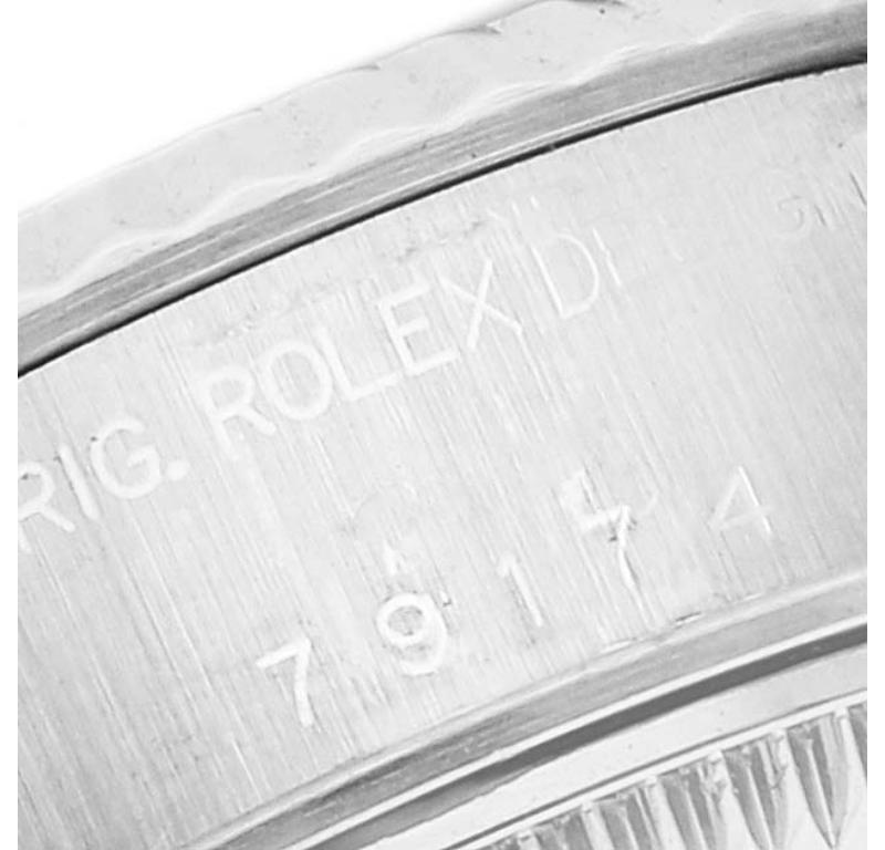 Rolex Datejust Steel White Gold Black Diamond Dial Ladies Watch 79174 2