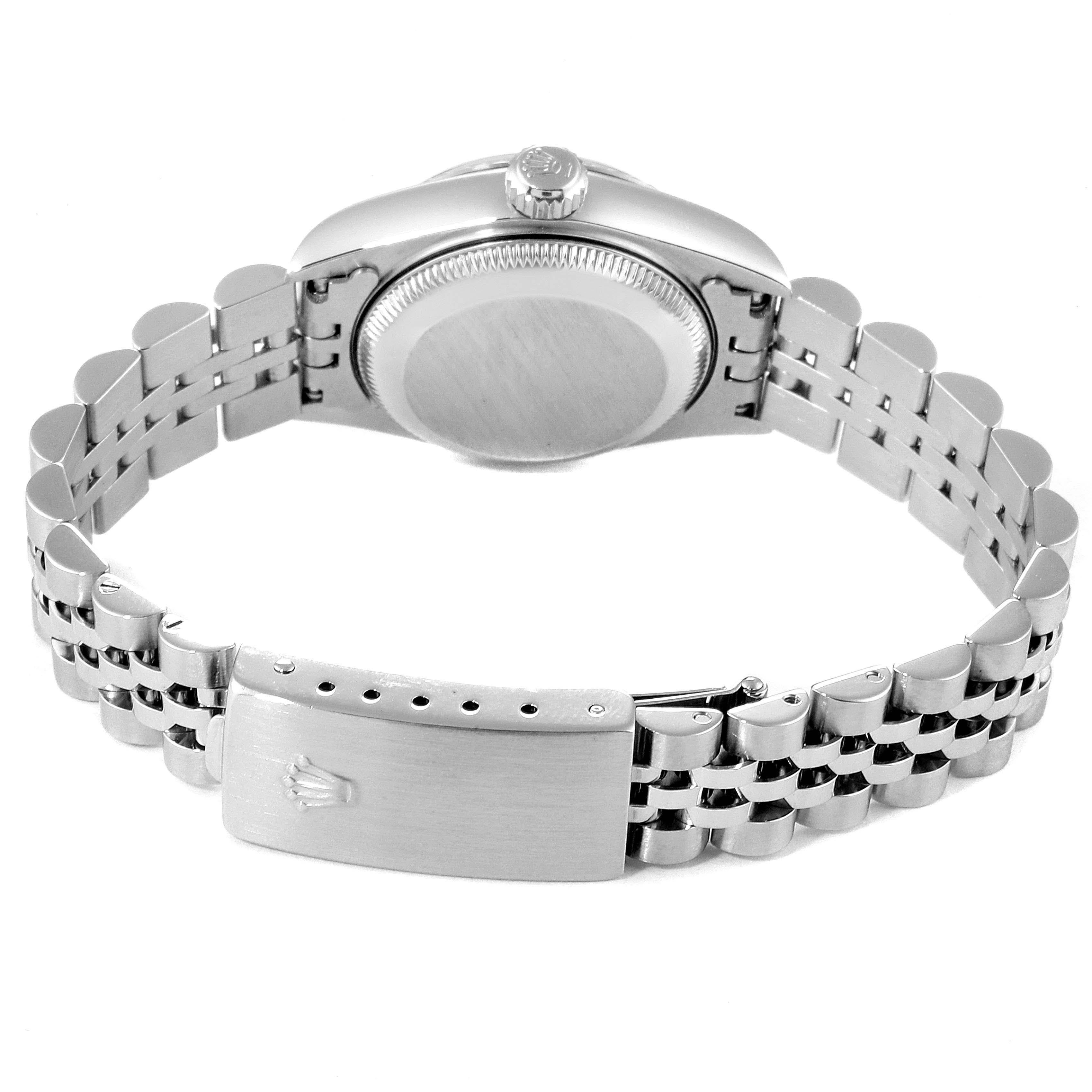 Rolex Datejust Steel White Gold Black Diamond Dial Ladies Watch 79174 For Sale 4