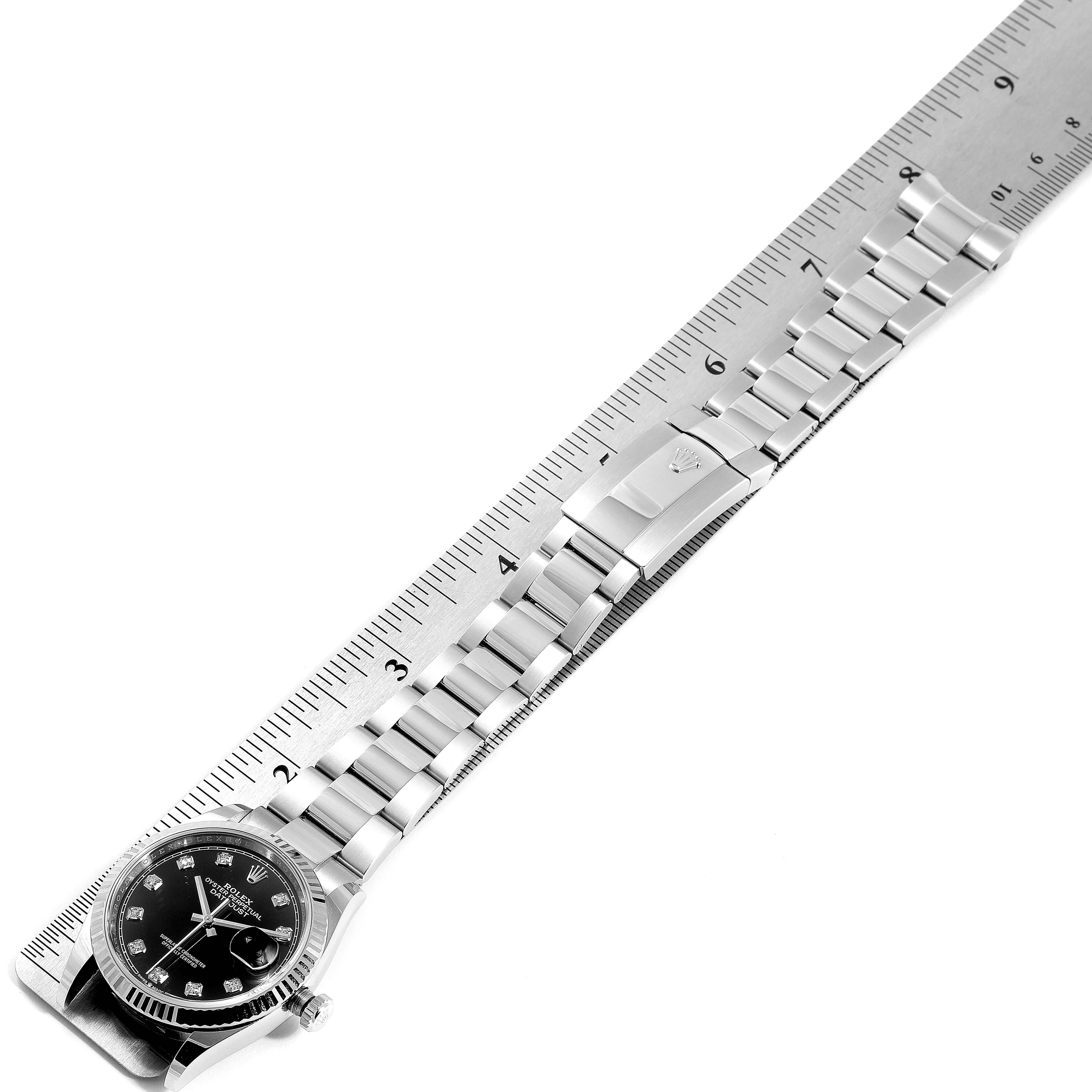 Rolex Datejust Steel White Gold Black Diamond Dial Men's Watch 126234 For Sale 7