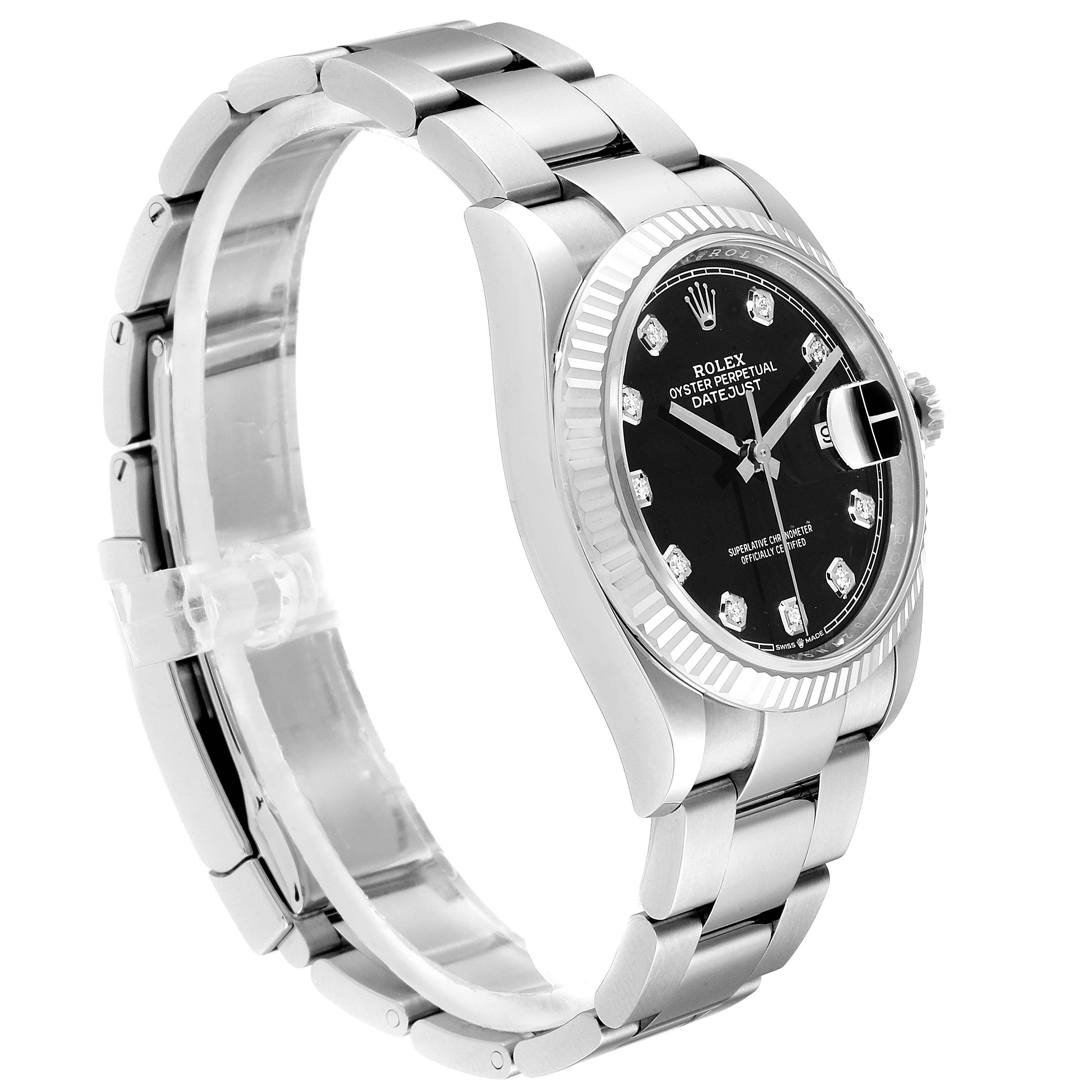 Rolex Datejust Steel White Gold Black Diamond Dial Men's Watch 126234 For Sale 1