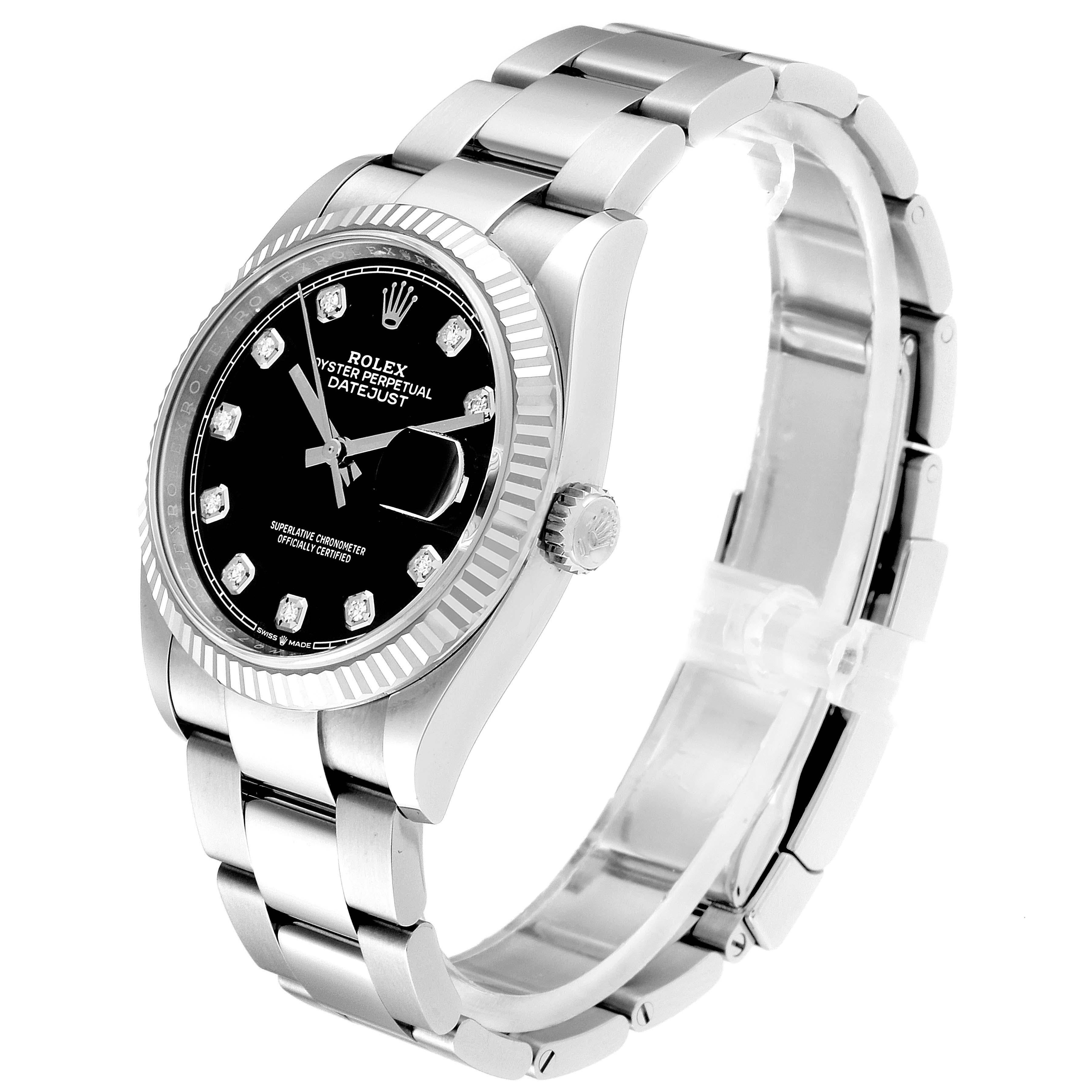 Rolex Datejust Steel White Gold Black Diamond Dial Men's Watch 126234 For Sale 2