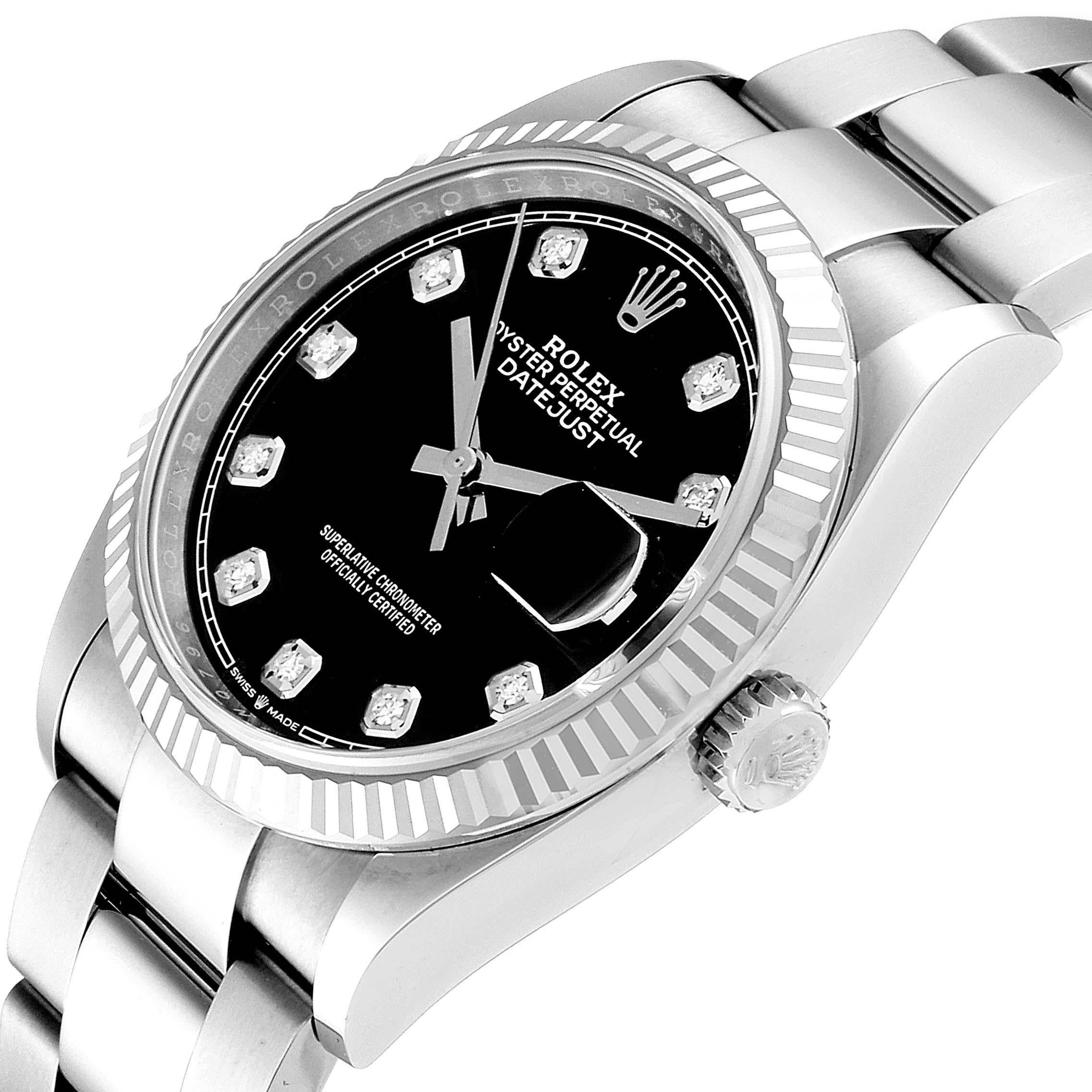 Rolex Datejust Steel White Gold Black Diamond Dial Men's Watch 126234 For Sale 3