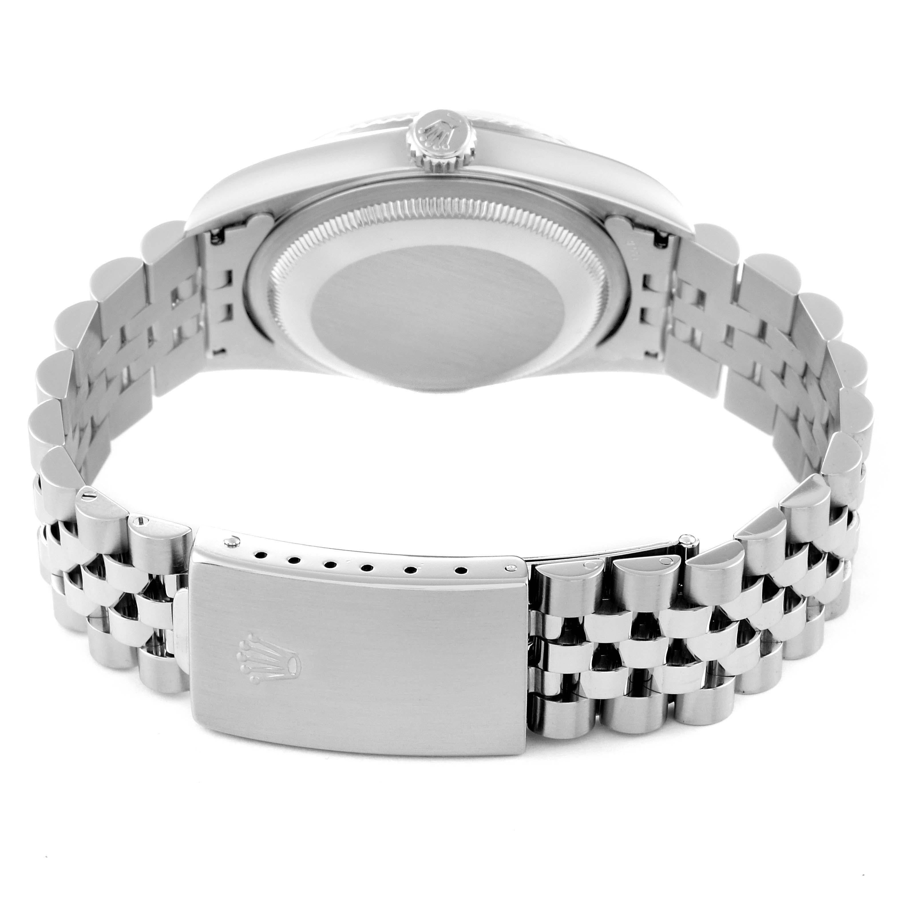 Rolex Datejust Steel White Gold Black Diamond Dial Mens Watch 16234 5