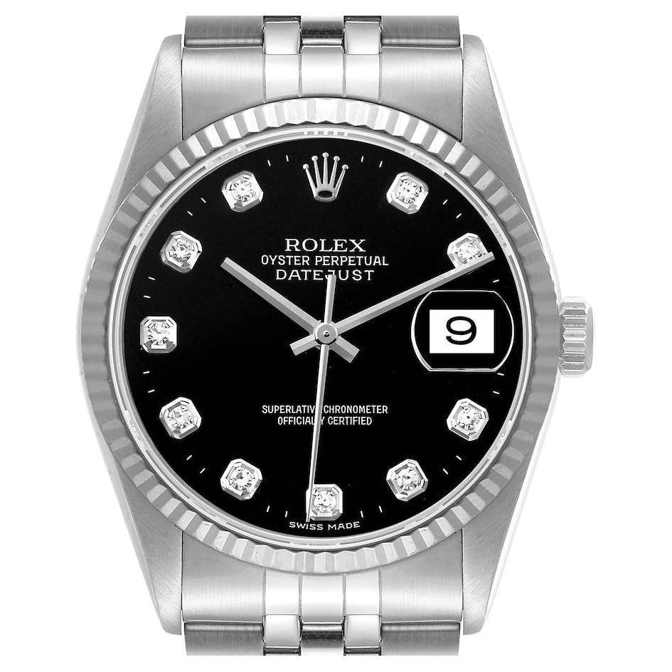 Rolex Datejust 36 Steel White Gold Black Dial Mens Watch 16234 For Sale ...