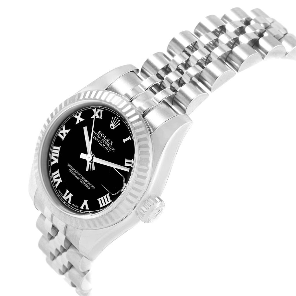 Rolex Datejust Steel White Gold Black Roman Dial Ladies Watch 179174 3