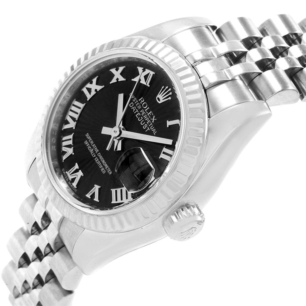 Rolex Datejust Steel White Gold Black Sunbeam Dial Ladies Watch 179174 For Sale 2
