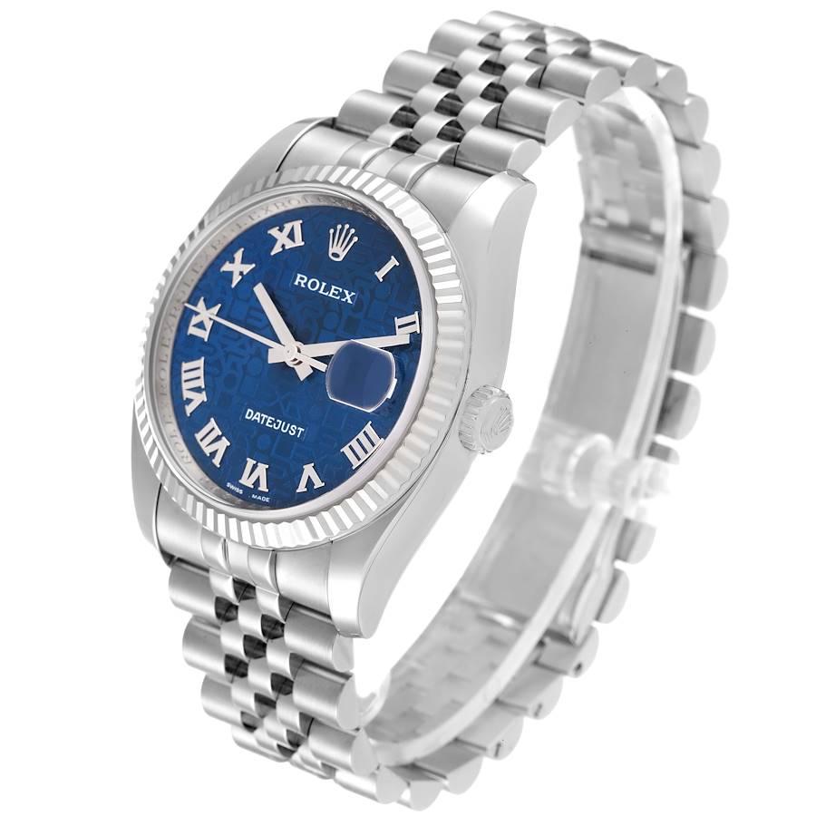  Rolex Montre Datejust en acier, or blanc et cadran bleu anniversaire pour hommes 116234 Pour hommes 