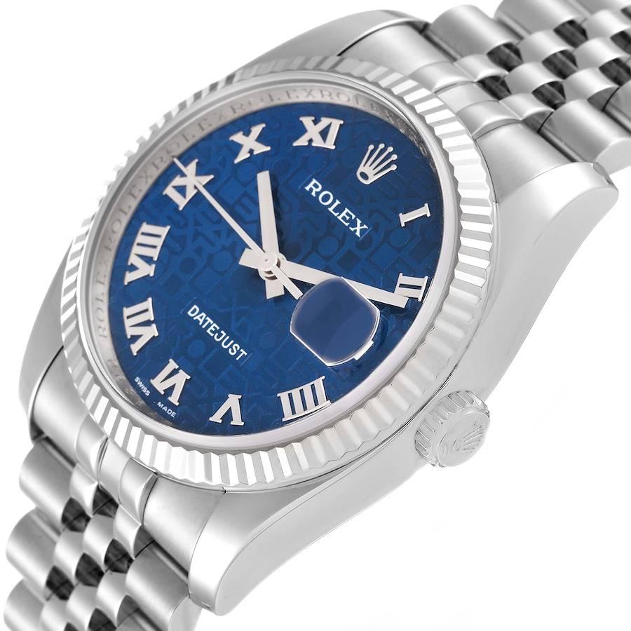 Rolex Montre Datejust en acier, or blanc et cadran bleu anniversaire pour hommes 116234 1