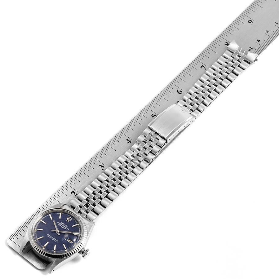 Rolex Datejust Steel White Gold Blue Brick Dial Vintage Watch 1601 For Sale 3