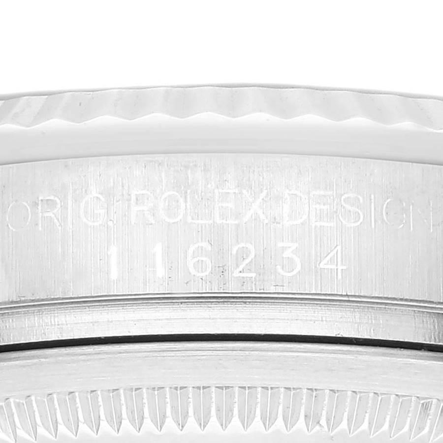Rolex Montre Datejust à cadran concentrique en acier et or blanc avec cadran bleu 116234 en vente 2