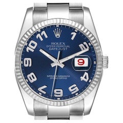Rolex Montre Datejust à cadran concentrique en acier et or blanc avec cadran bleu 116234