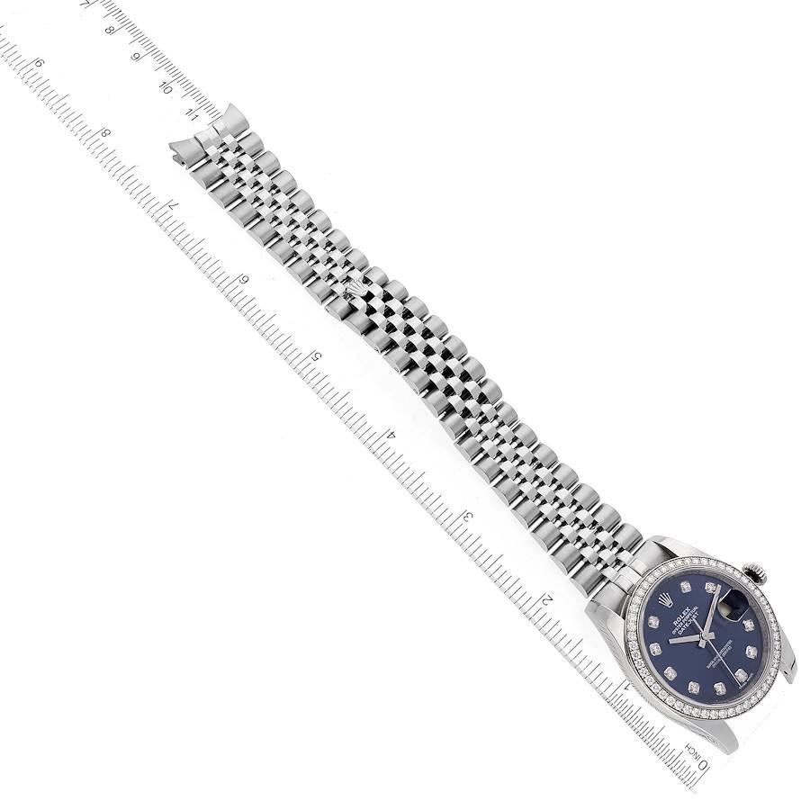 Rolex Datejust Steel White Gold Blue Dial Diamond Bezel Mens Watch 116244 5
