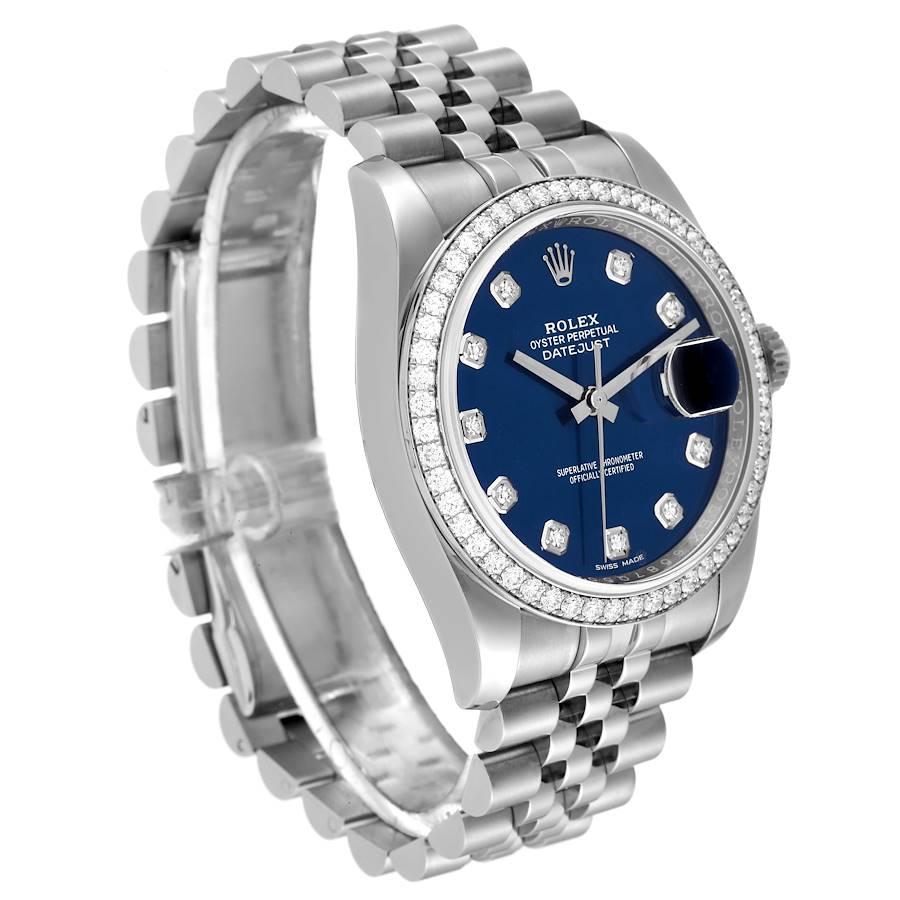 rolex datejust blue dial diamond