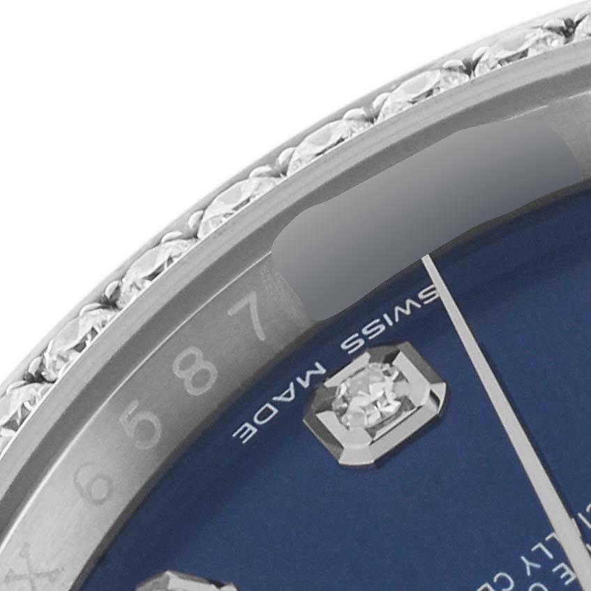 Rolex Datejust Steel White Gold Blue Dial Diamond Bezel Mens Watch 116244 1