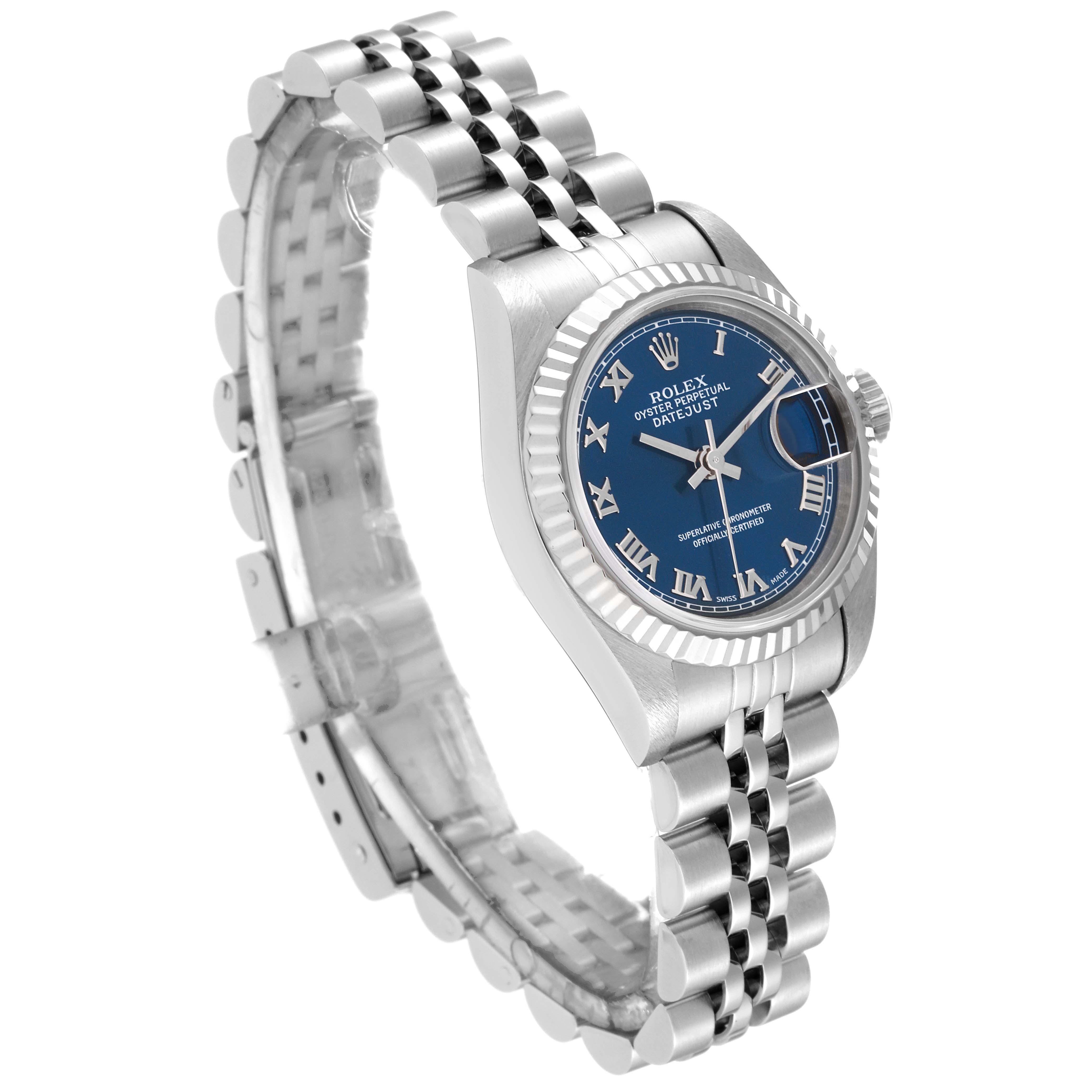 Rolex Datejust Steel White Gold Blue Dial Ladies Watch 69174 Box Papers 2