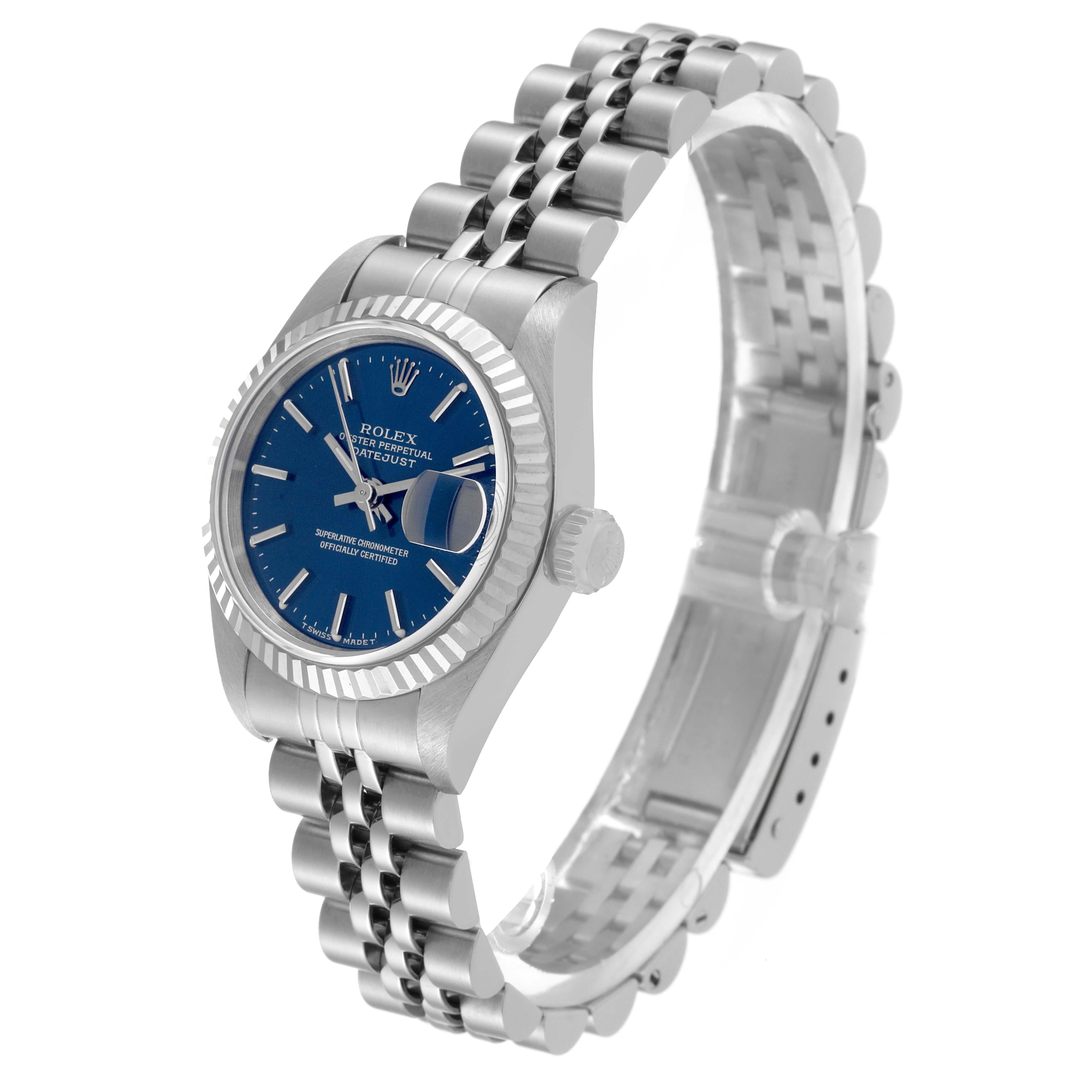Women's Rolex Datejust Steel White Gold Blue Dial Ladies Watch 69174 For Sale