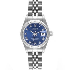 Rolex Datejust Steel White Gold Blue Dial Ladies Watch 79174 Box Papers