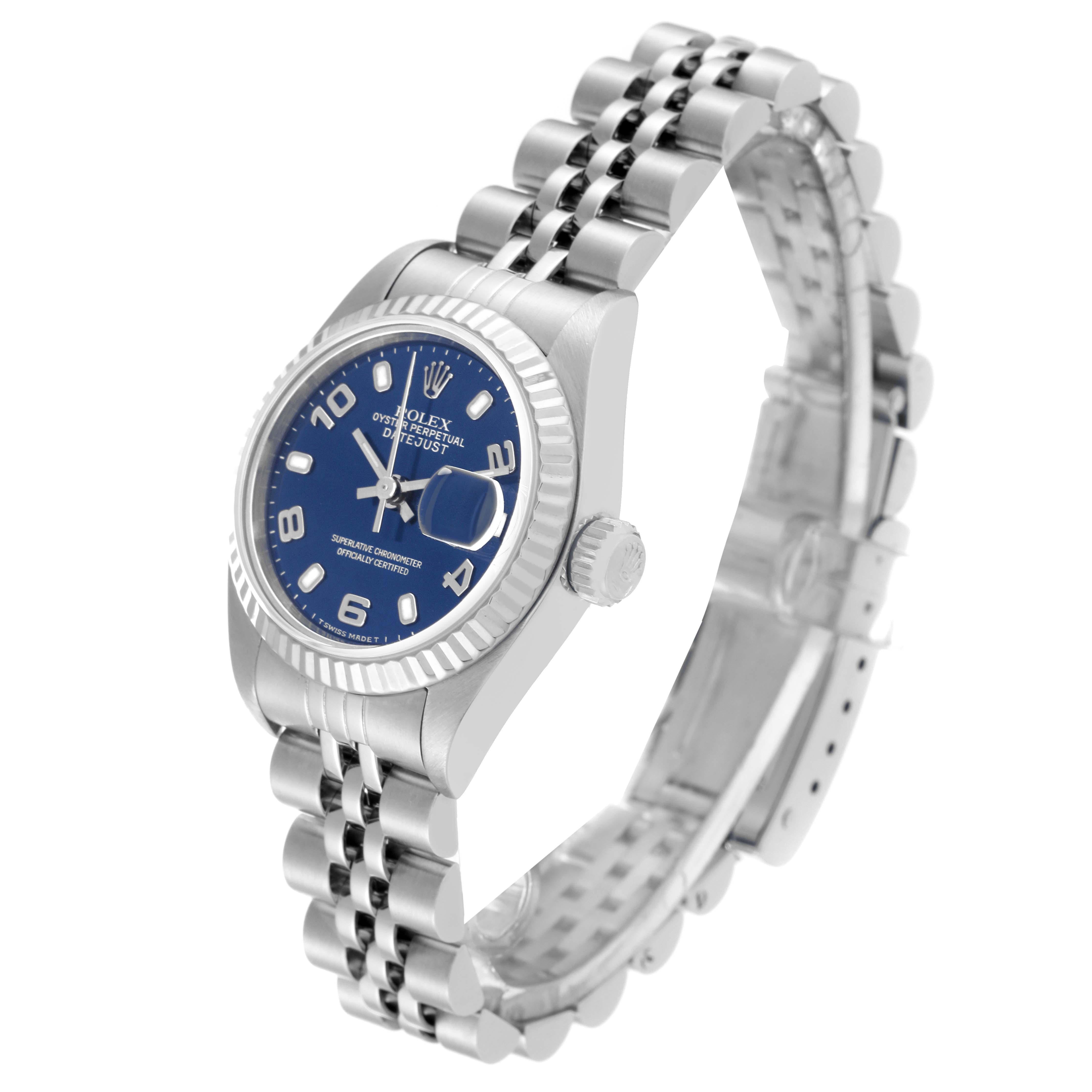 Women's Rolex Datejust Steel White Gold Blue Dial Ladies Watch 79174