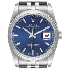 Rolex Datejust Steel White Gold Blue Dial Mens Watch 116234