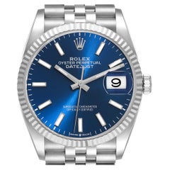 Rolex Datejust Steel White Gold Blue Dial Mens Watch 126234 Box Card