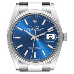 Rolex Datejust Steel White Gold Blue Dial Mens Watch 126234 Box Card