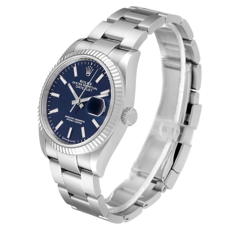 Men's Rolex Datejust Steel White Gold Blue Dial Mens Watch 126234